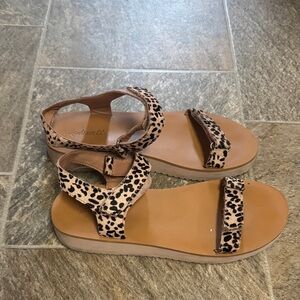 Madewell Tan and Black Leopard Sandals